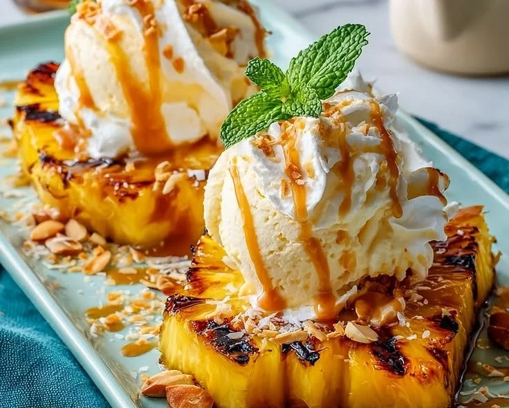 Easy Grilled Pineapple with Ice Cream