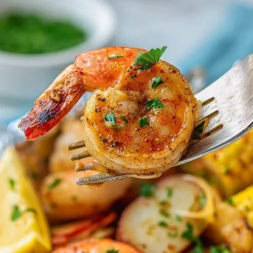 Easy grilled shrimp boil in foil packets with vegetables and spices