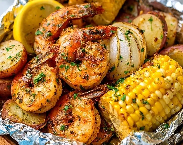 Easy Grilled Shrimp Boil in Foil Packets