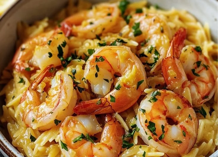 Easy Shrimp Orzo in Lemon Garlic Sauce