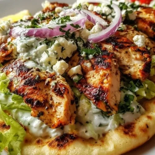 Delicious Greek Chicken Gyros with marinated chicken and fresh toppings