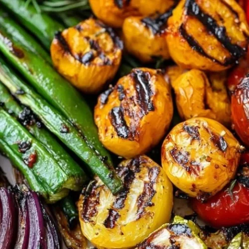 Colorful grilled vegetables on a platter, showcasing healthy eating options.