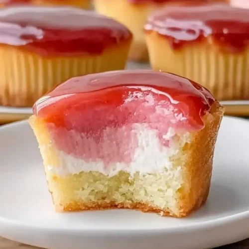 Hawaiian mini guava cakes topped with cream and fresh guava slices