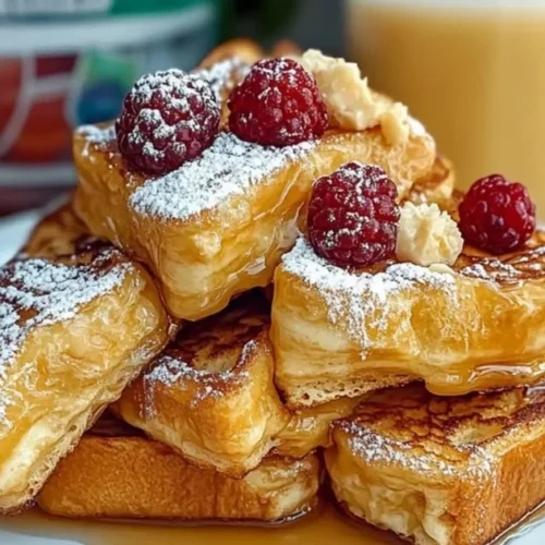 Delicious Hawaiian Roll French Toast topped with syrup and berries