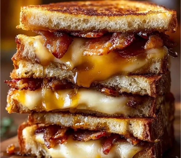 Hot Honey Apple Cheddar Beef Bacon Grilled Cheese