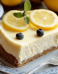 Slice of Keto Lemon Ricotta Cheesecake with fresh lemon garnish