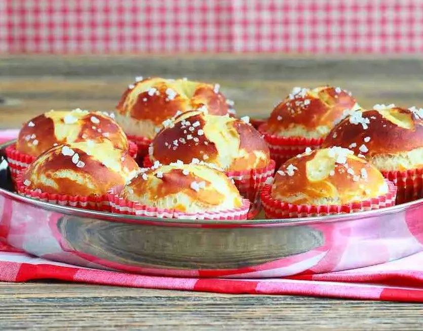Oktoberfest Pretzel Muffins served on a festive table