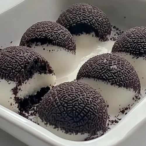 Delicious Oreo Mochi dessert showcasing its chewy texture and cookie cream filling.