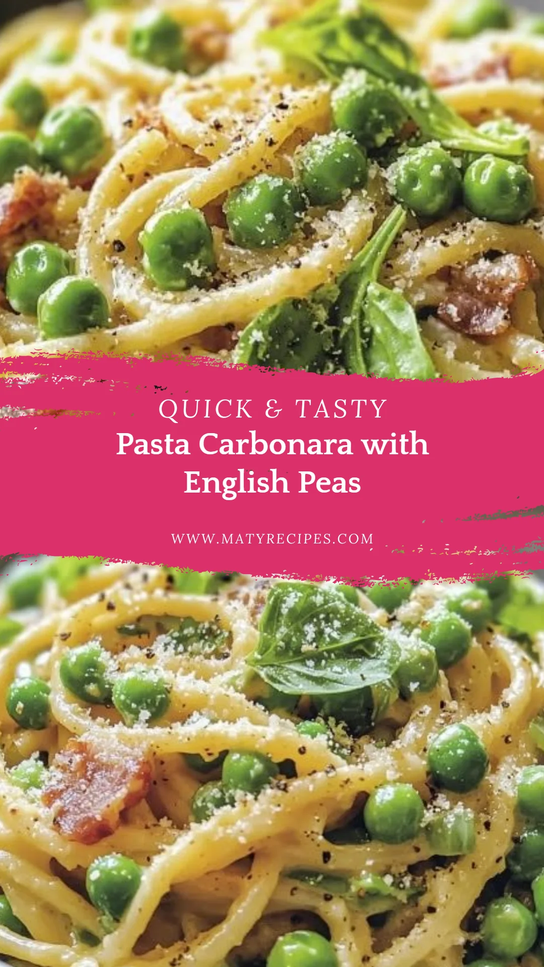 Pasta Carbonara with English Peas