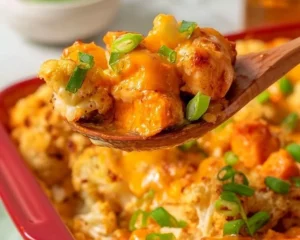 Plate of simple honey mustard chicken with roasted sweet potatoes and fresh herbs