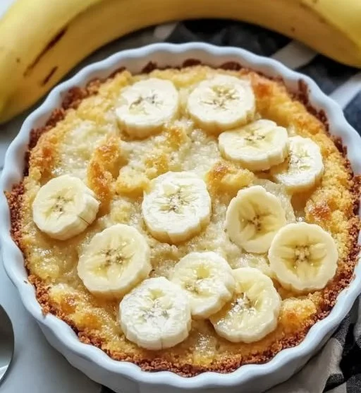 Delicious Southern banana cobbler fresh out of the oven, served warm