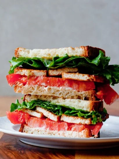 Summer Smoky Tofu Lettuce Tomato (TLT) Sandwich