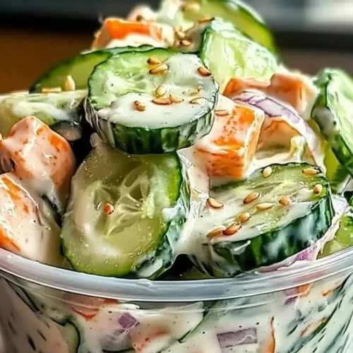 Delicious Sushi Cucumber Salad with fresh ingredients and vibrant colors.
