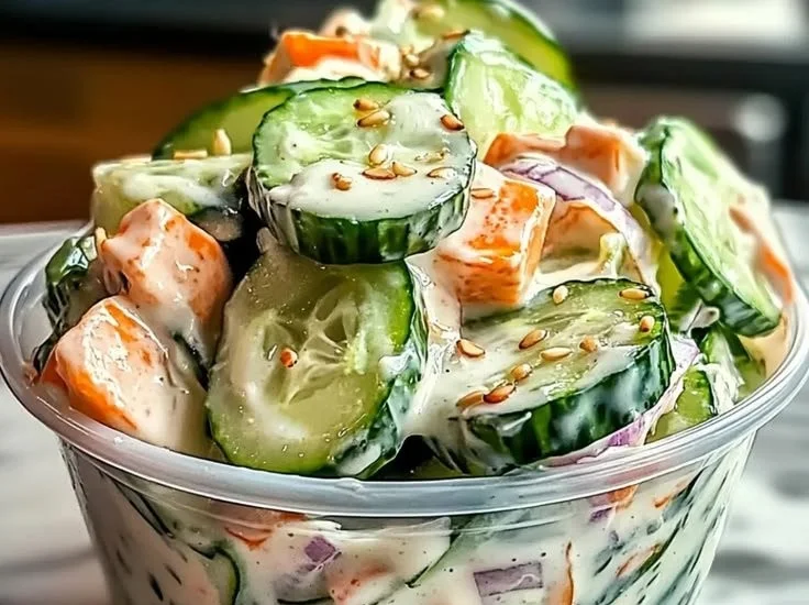 Delicious Sushi Cucumber Salad with fresh ingredients and vibrant colors.