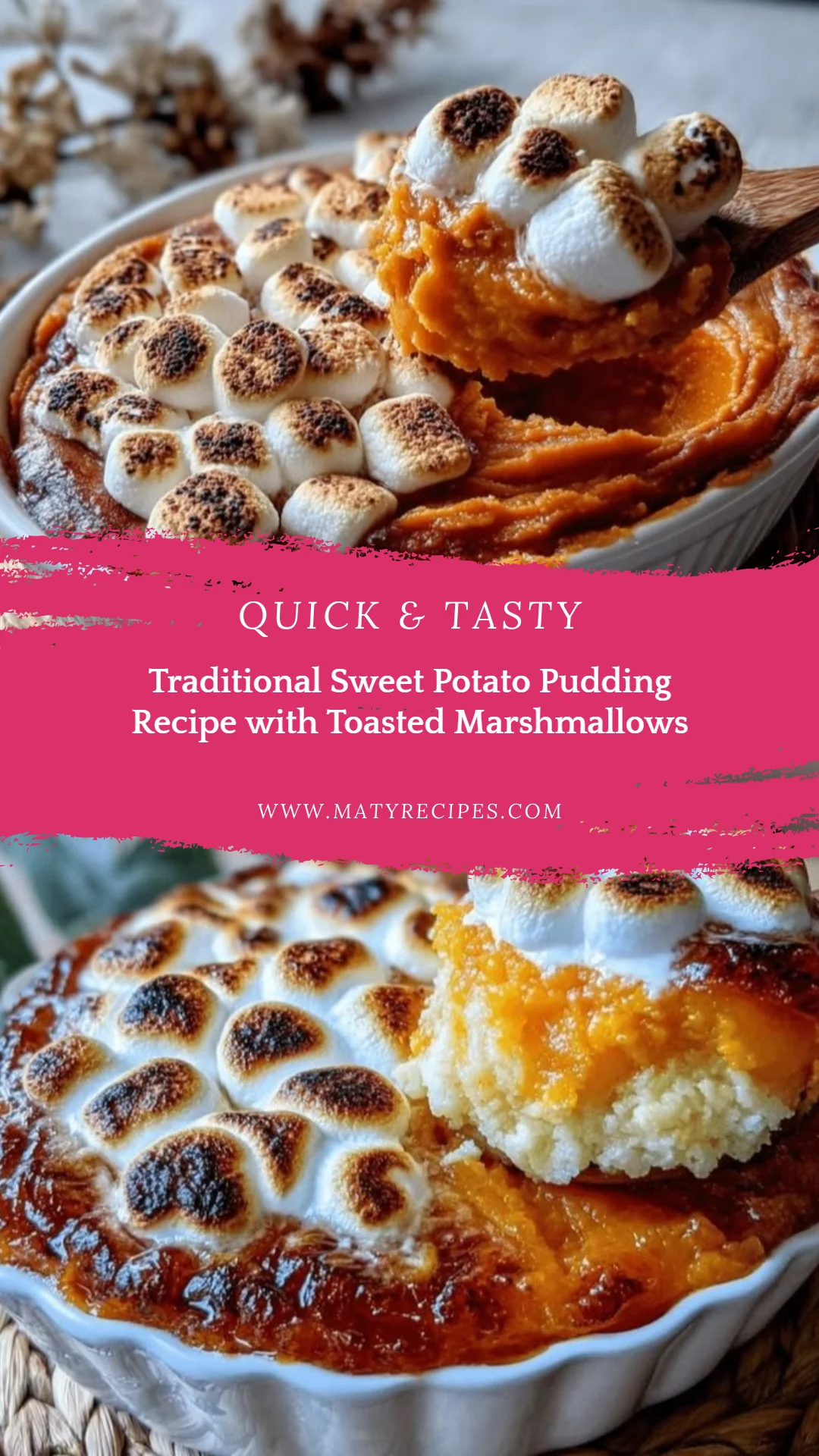 Traditional Sweet Potato Pudding Recipe with Toasted Marshmallows