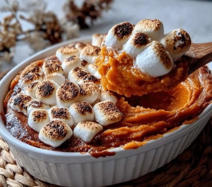 Traditional Sweet Potato Pudding Recipe with Toasted Marshmallows