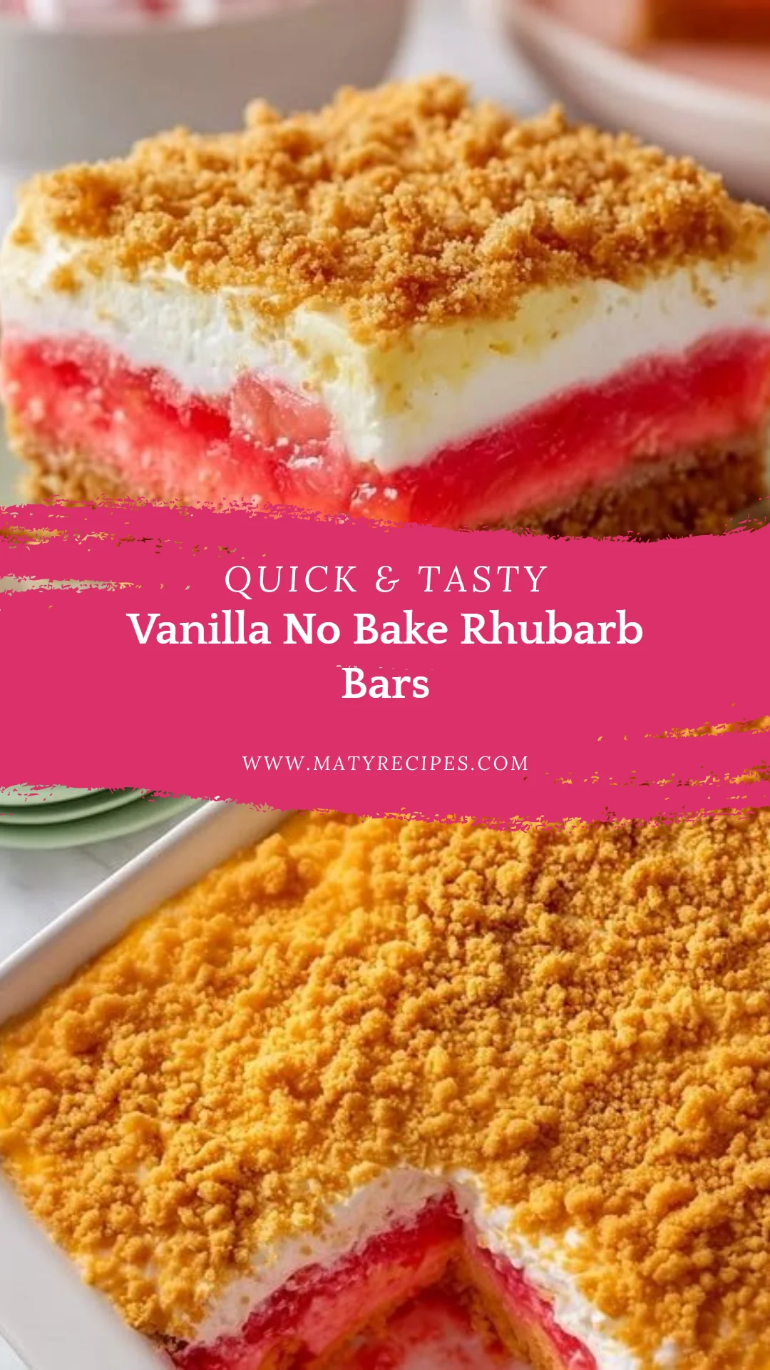 Vanilla No Bake Rhubarb Bars