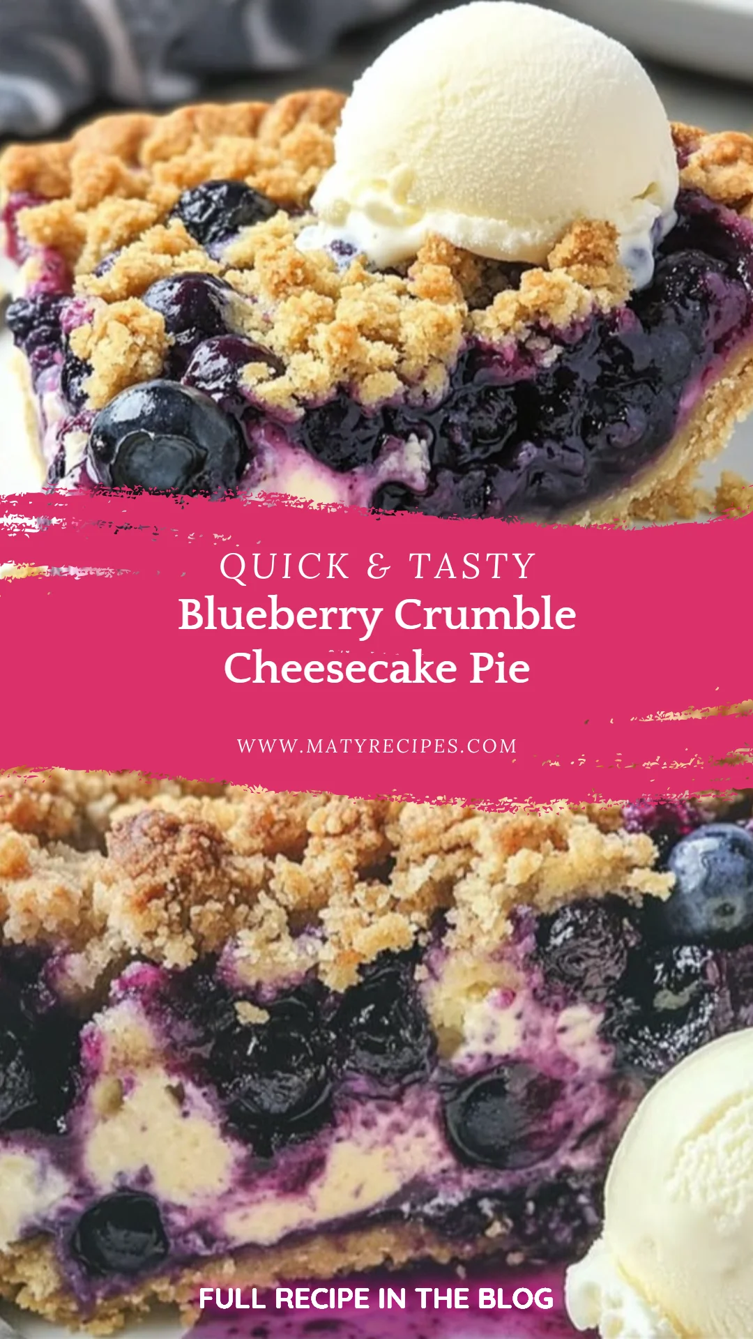 Blueberry Crumble Cheesecake Pie