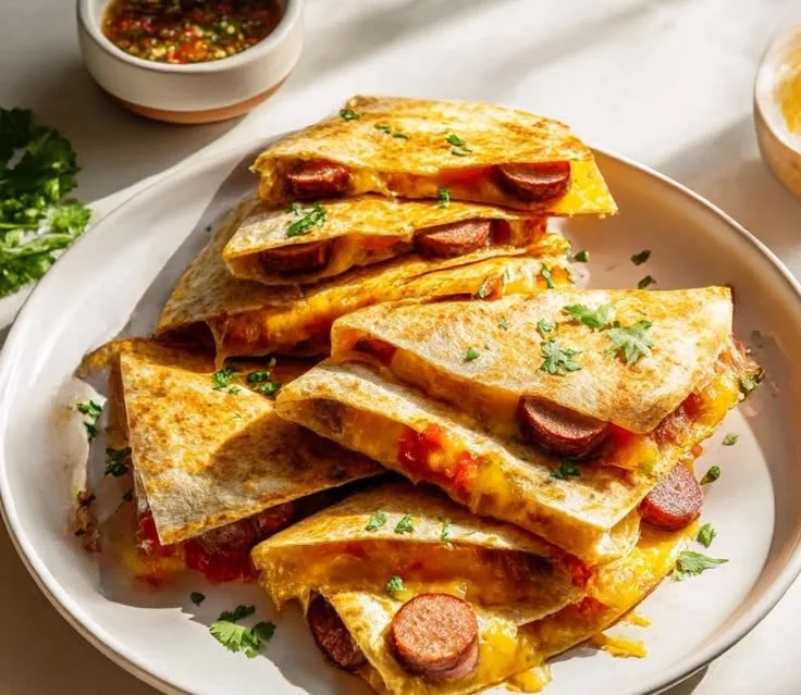 Delicious Cajun Beef Quesadillas with melted cheese and spices served on a plate.
