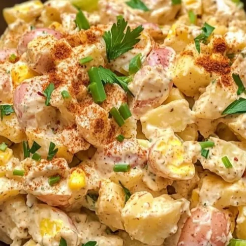 Delicious Cajun Potato Salad with spices and vegetables, a flavorful side dish