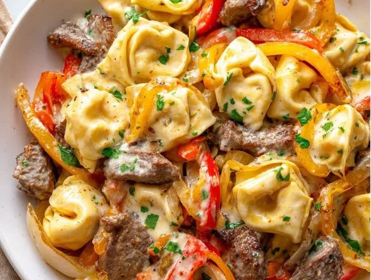 Cheesesteak Tortellini Skillet