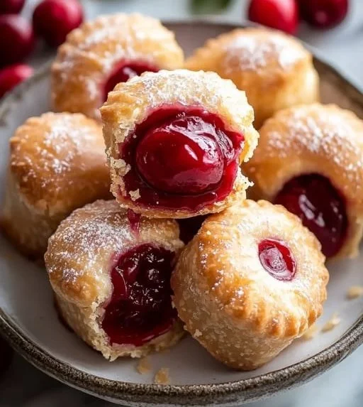 Delicious cherry pie bites on a plate, perfect for dessert lovers