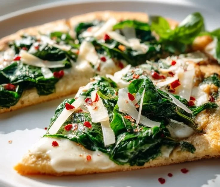 Creamy Chickpea Spinach Flatbread Pizza Delivers Flavor