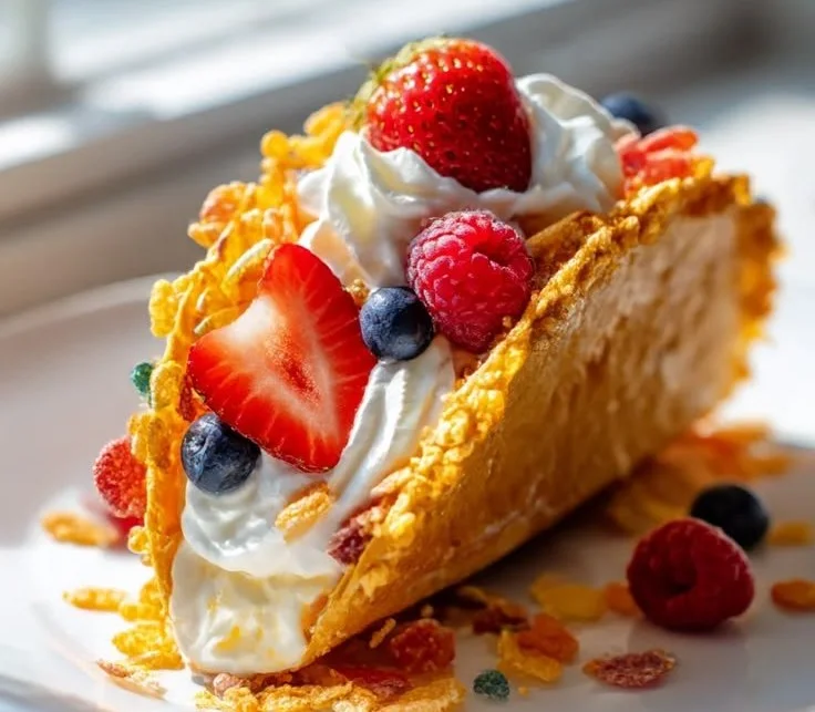 Fruity Pebbles Cheesecake Tacos