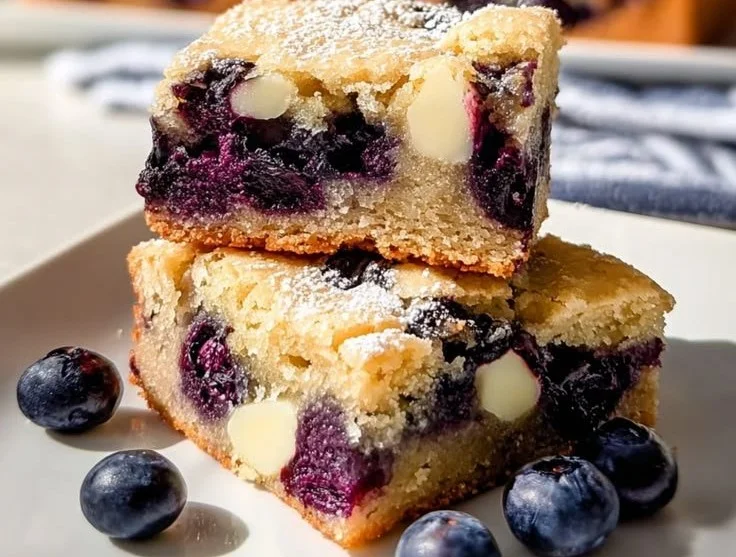 Fudgy Blueberry Blondies