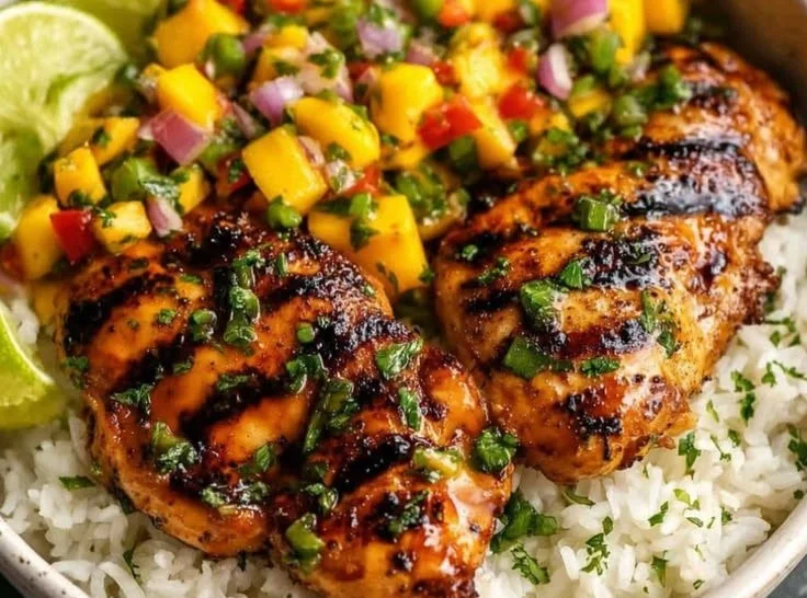 Healthy Honey Lime Chicken with Mango Salsa, Delicious