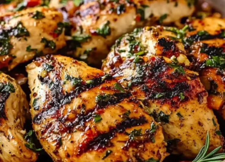 Mediterranean chicken marinated with herbs and spices for grilling.