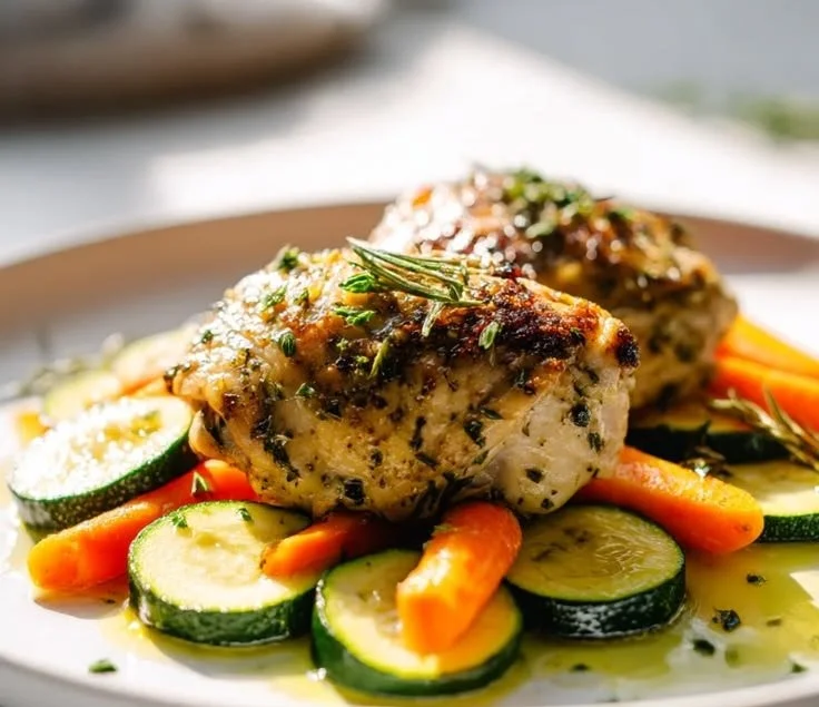 Mediterranean Herb Chicken with Carrots and Zucchini
