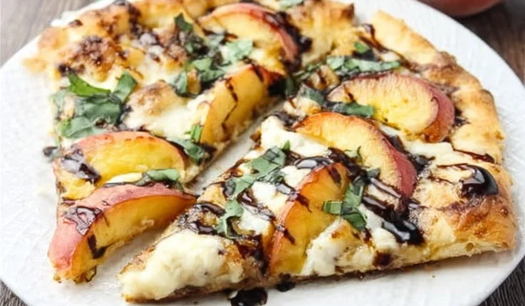 Peach & Basil Naan Bread Pizza