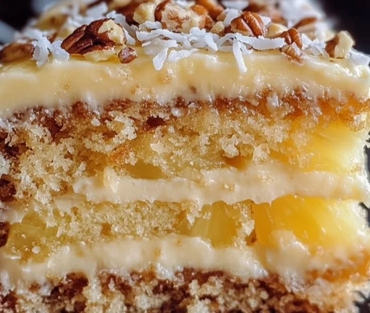 Pineapple Coconut God Bless America Cake with vibrant decoration