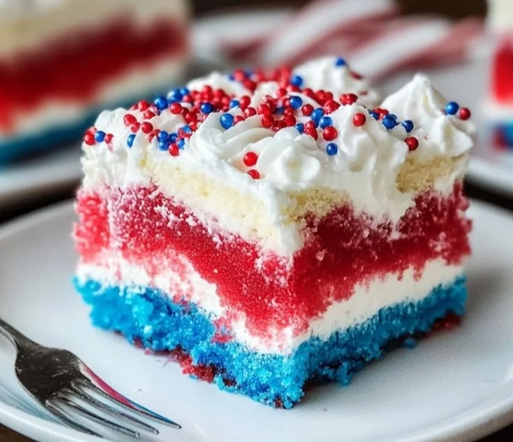 Red White &amp; Blue Poke Cake