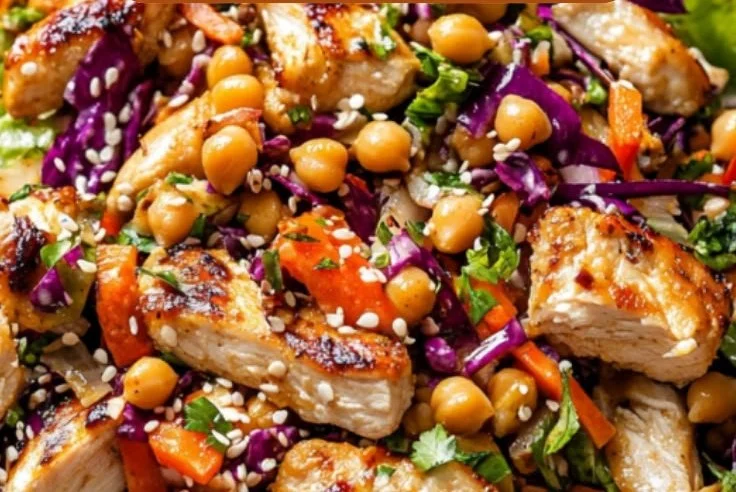 Sesame Chicken and Chickpea Salad: Fresh, Quick, Nutritious