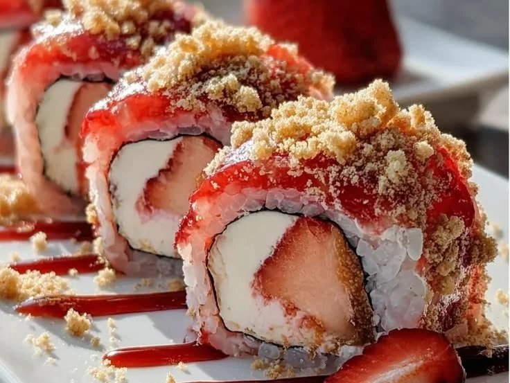 Strawberry Shortcake Sushi Rolls