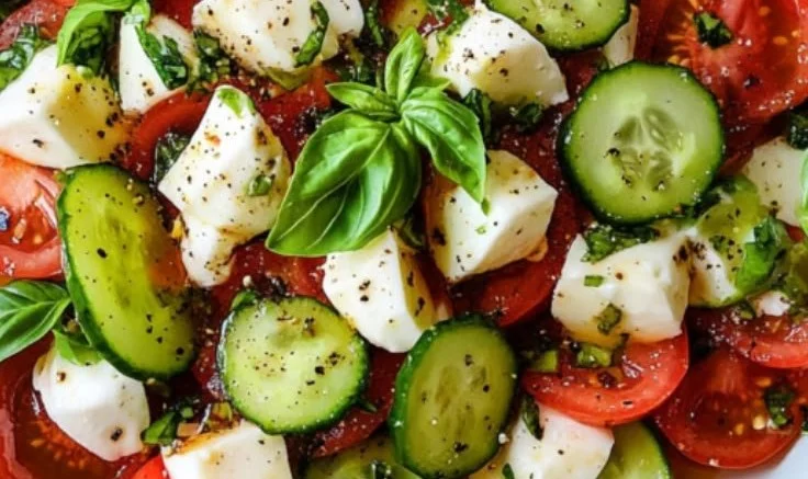 Tomato Cucumber Mozzarella Caprese Salad