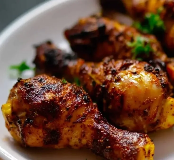 Marinated chicken drumstick ready for grilling or baking