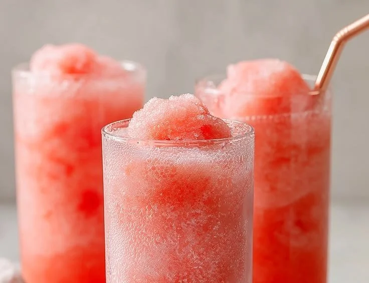 Classic watermelon sorbet floats served in a chilled glass