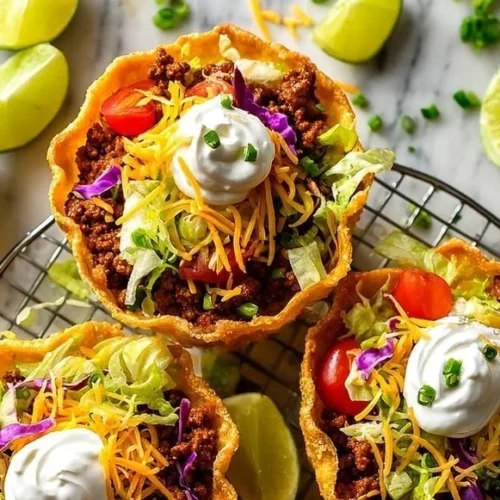 Delicious Taco Bell Taco Salad served in a bowl with fresh ingredients