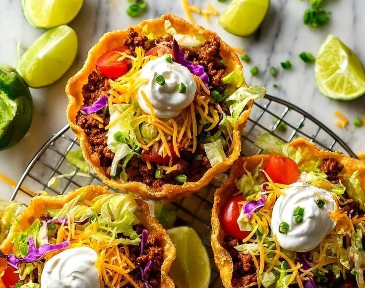 Delicious Taco Bell Taco Salad served in a bowl with fresh ingredients