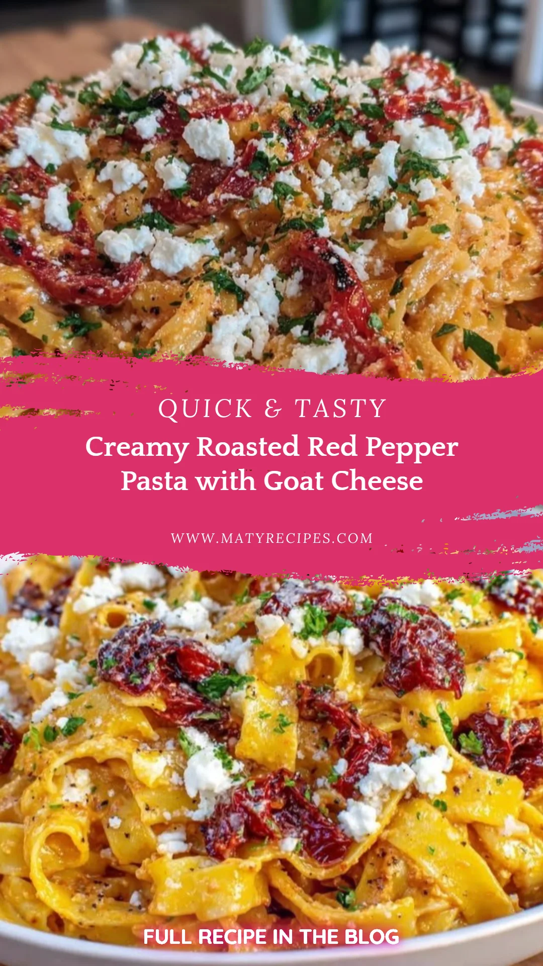 Creamy Roasted Red Pepper Pasta with Goat Cheese