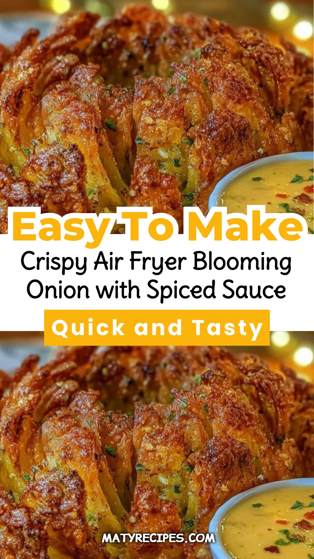 Crispy Air Fryer Blooming Onion with Spiced Sauce