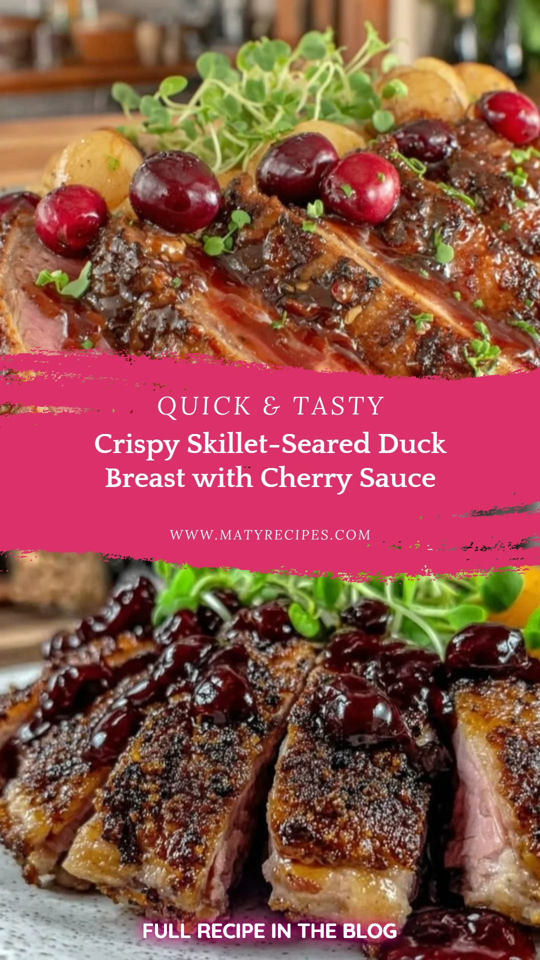 Crispy Skillet-Seared Duck Breast with Cherry Sauce