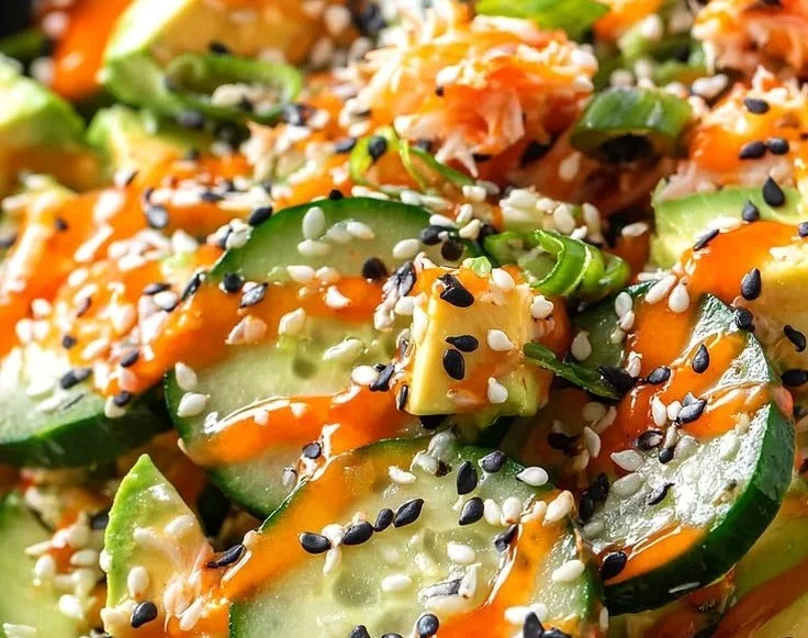 Easy California Roll Cucumber Salad