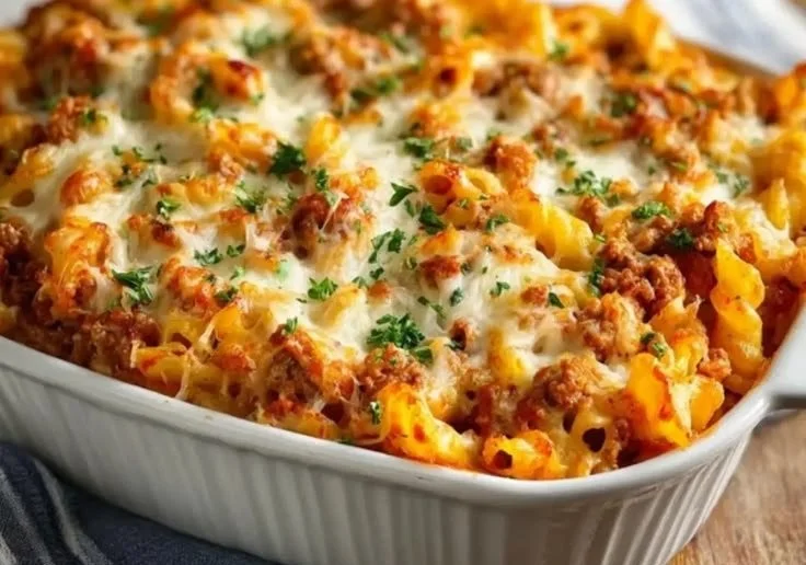 Easy Cheesy Ground Turkey Pasta Casserole