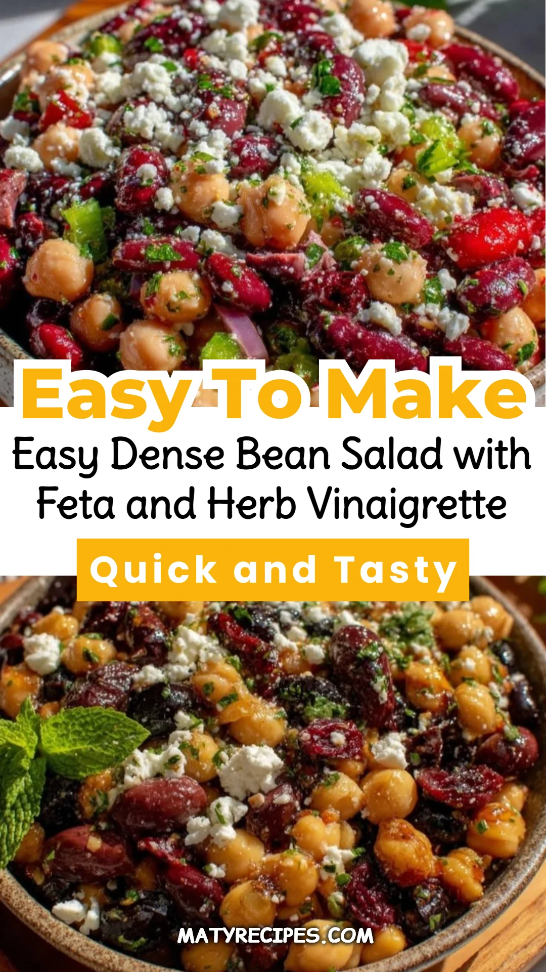 Easy Dense Bean Salad with Feta and Herb Vinaigrette