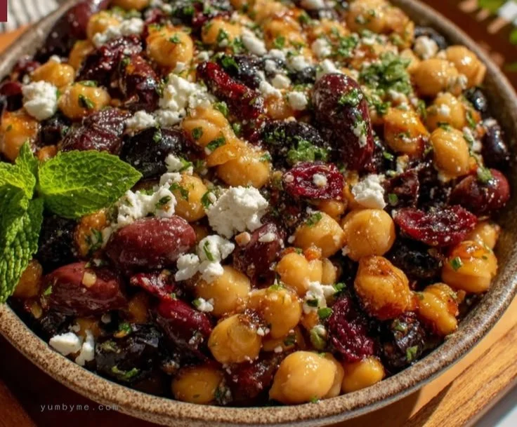 Easy Dense Bean Salad with Feta and Herb Vinaigrette