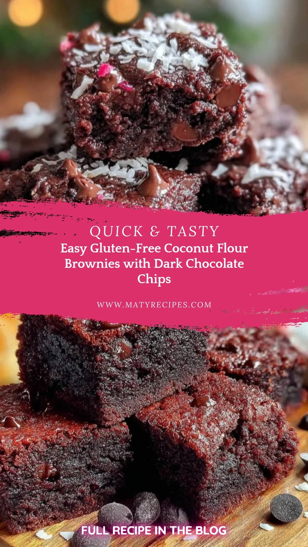 Easy Gluten-Free Coconut Flour Brownies with Dark Chocolate Chips